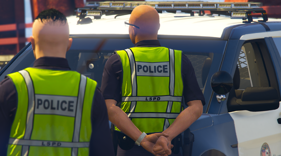 LSPD officers at the accident incident