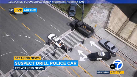 ABC7 | SUSPECT DRILL POLICE CAR