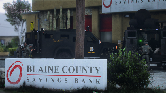 LSSD SEB SWAT operation for three armed suspect barricaded with hostages in Paleto-Bay has concluded. Suspects in custody. Neighborhood safe. [3]